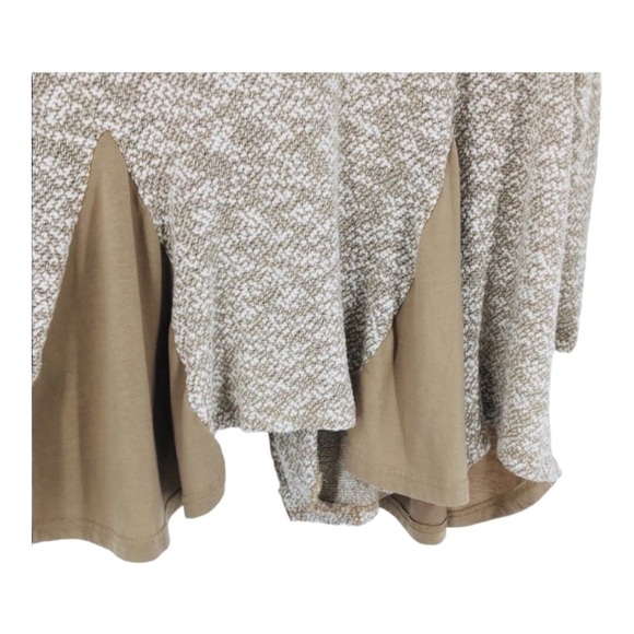 4/$45 SIMPLY Noelle Brown Off white Long Sleeve Asymmetrical Knit Cardigan XL - Picture 5 of 8
